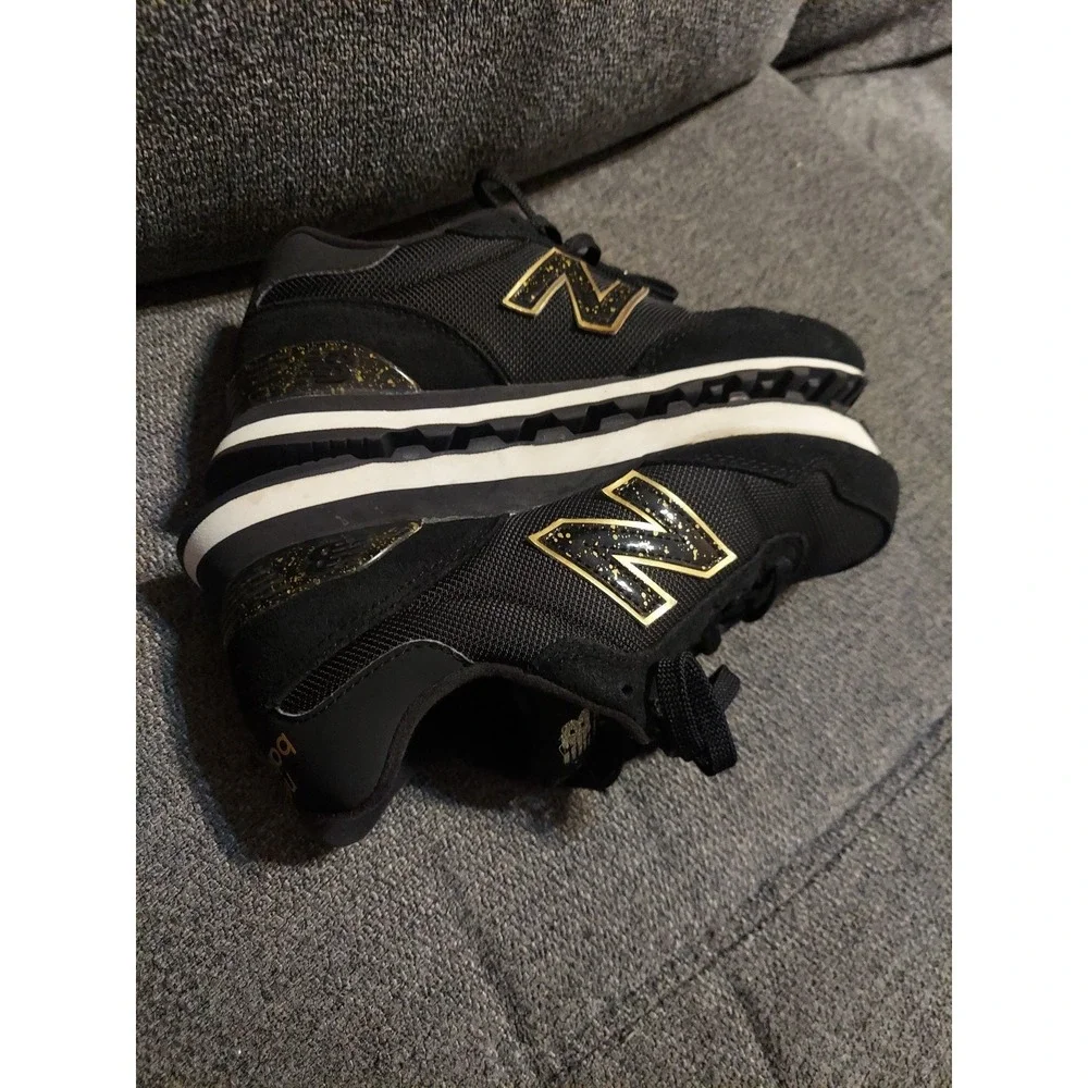 New Balance 515 Black w/ gold speckle Casual Sneakers WL515HRB Women's Size 6.5B